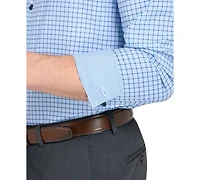 Men's Slim Fit Square Plaid 4-Way Stretch Performance Dress Shirt