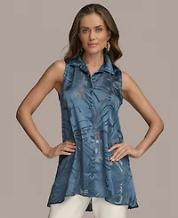 Donna Karan New York Women's Sleeveless Button-Front Tunic Top