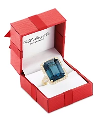 Effy Blue Topaz (10-3/4 ct. t.w.) & Diamond (3/8 Halo Ring 14k Gold