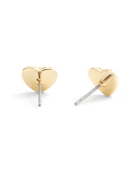 Coach Gold Signature Textured Heart Stud Earrings