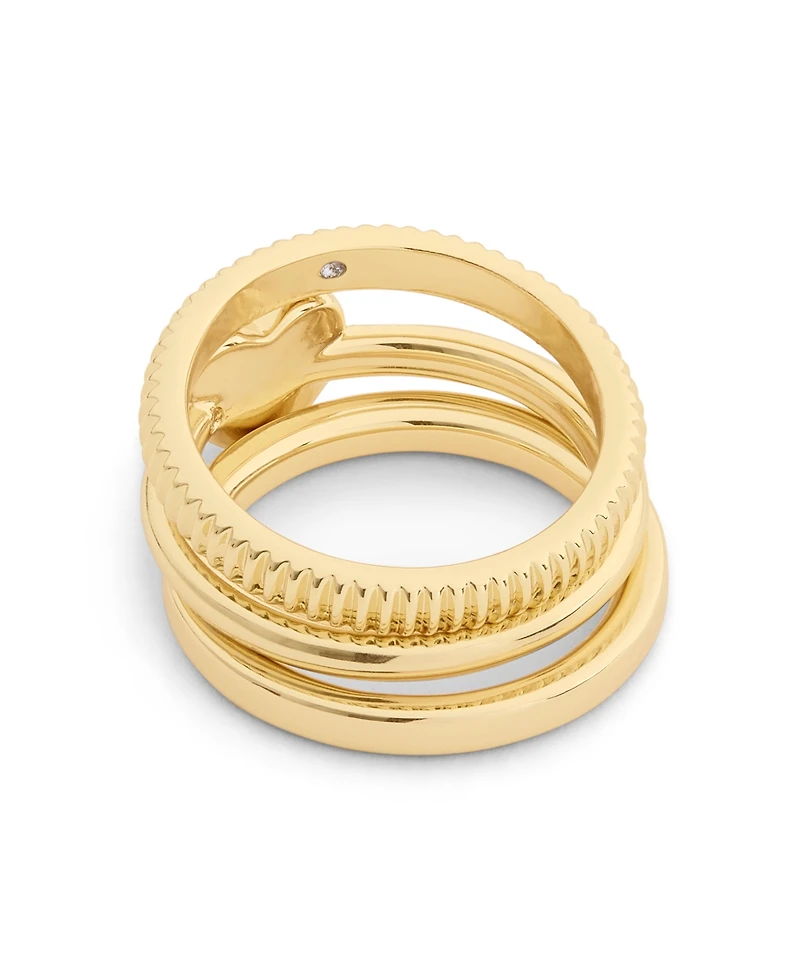 Coach Gold Signature Heritage Trio Ring Set