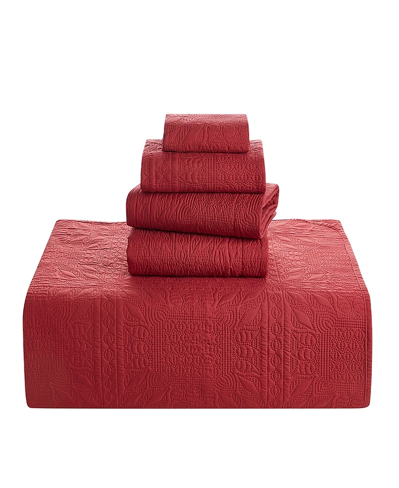 Nestl Grid Embossed 5-Pc. Quilt Set, Full/Queen