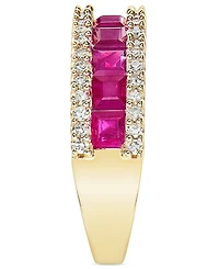 Emerald (1 ct. t.w.) & Diamond (1/3 Channel Set Band 14k Gold (Also available Ruby Sapphire)