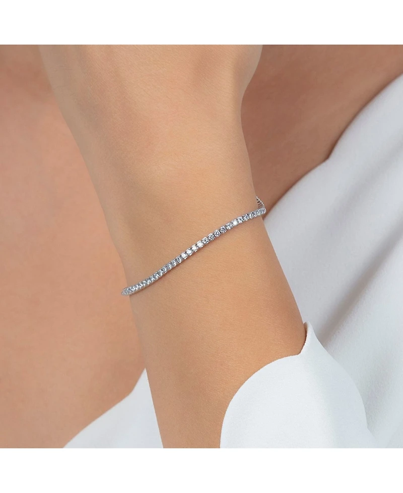 Spero London Sterling Silver 2mm Fine Tennis Bracelet