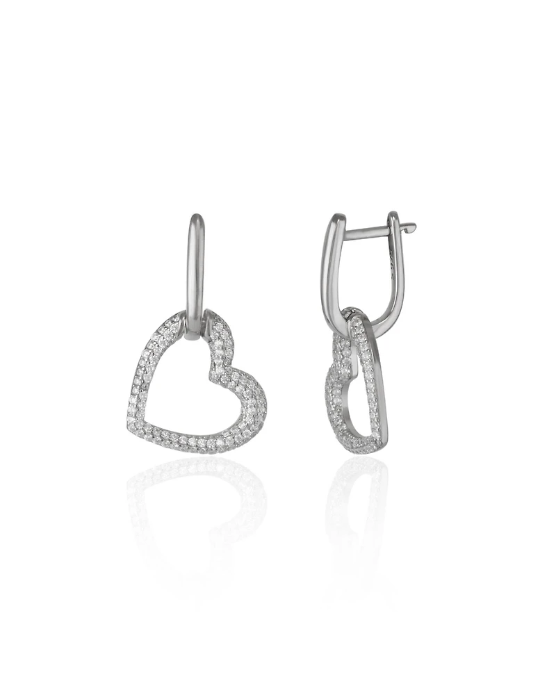 Spero London Chunky Heart Sterling Silver Drop Earrings