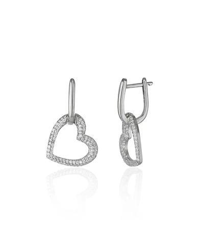 Spero London Chunky Heart Sterling Silver Drop Earrings