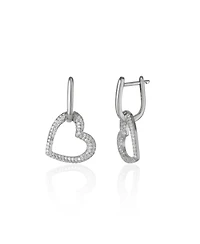 Spero London Chunky Heart Sterling Silver Drop Earrings