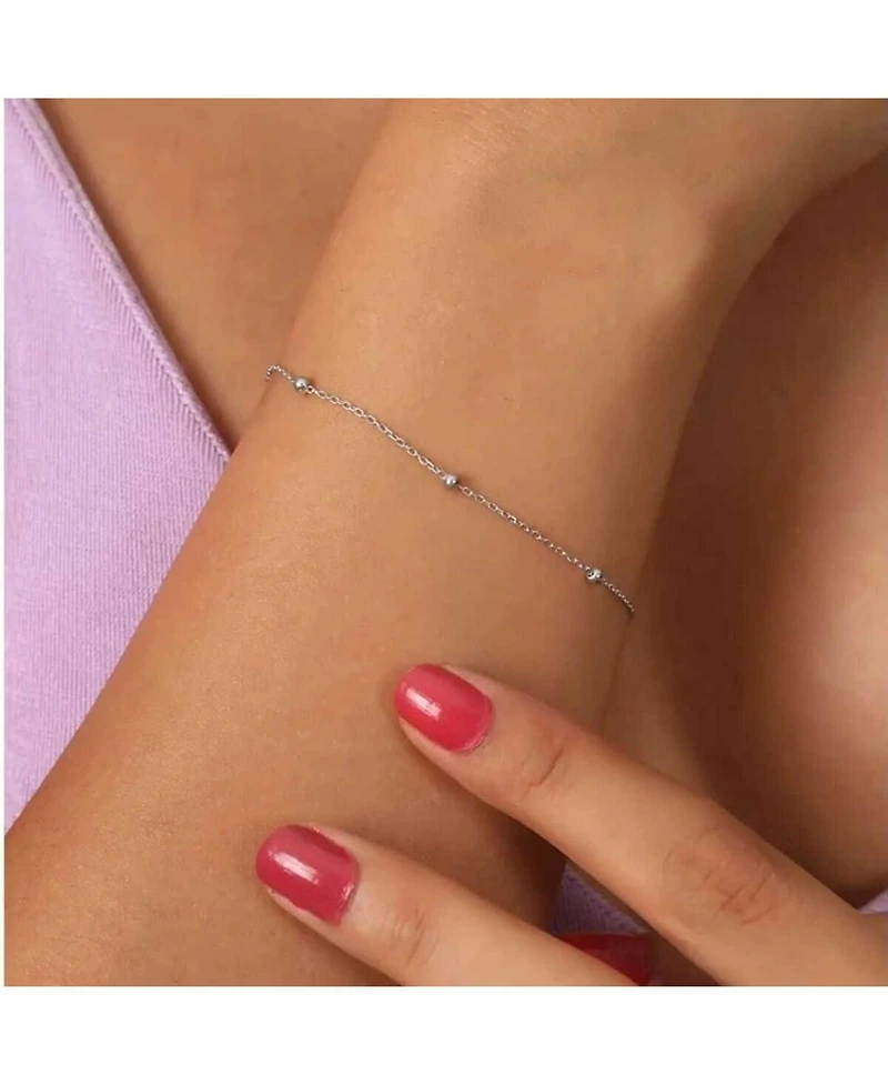 Spero London Fine Beaded Chain Bracelet Satellite in Sterling Silver