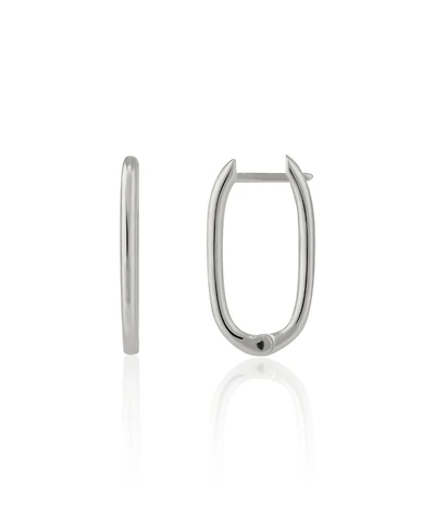 Spero London Oval Rectangular Sterling Silver Hoop Earring