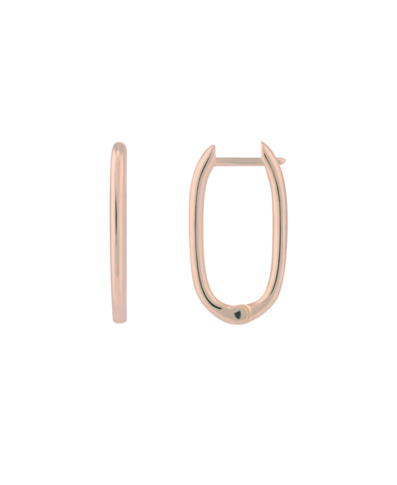 Spero London Oval Rectangular Sterling Silver Hoop Earring