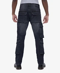 Raw X Men's All Over Multi Cargo Pocket Straight Fit Fashion Jeans