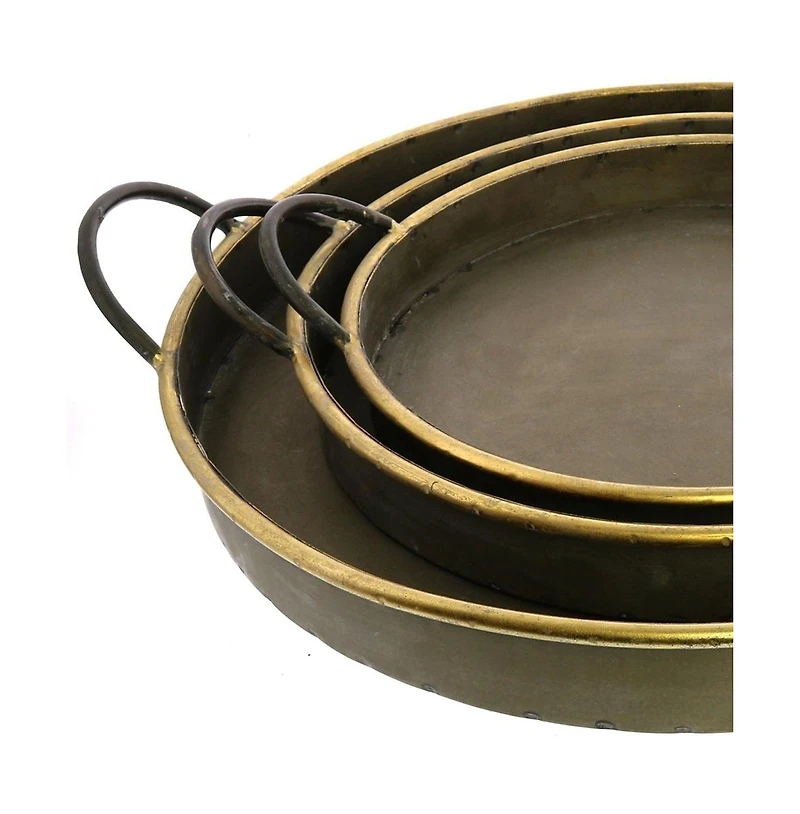 Versatile 3-Piece Round Tin Tray Set with Handles for All Settings