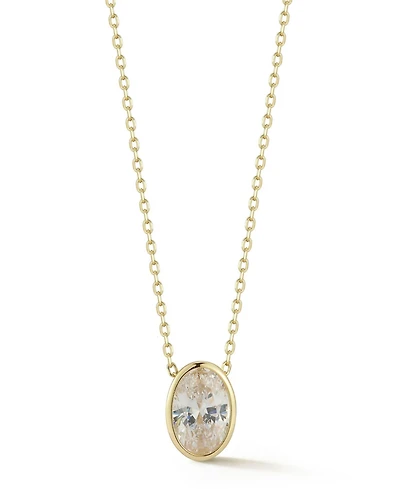 Rachel Zoe 14K Gold Plated Sterling Silver Oval Cut Solitaire Necklace