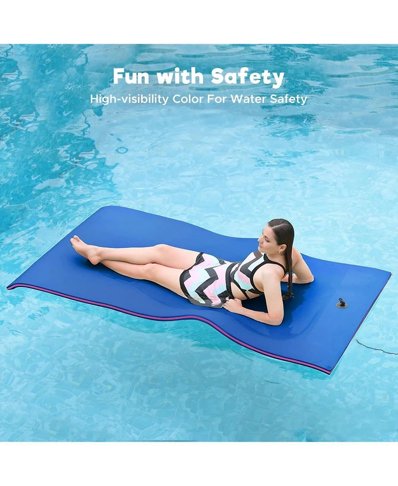 Hallolure Blue Water Floating Mat Foam Pad, 7x3FT Bouncy Tear-Resistant Xpe Foam