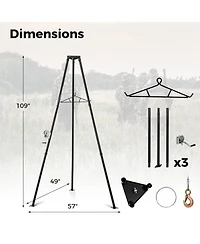 Tripod Game Hoist Deer Hanger 600 Lbs Capacity Deer Skinning Rack