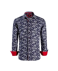 Elie Balleh Big Boys Navy Paisley Pattern Slim Fit Shirt
