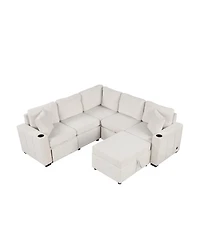 Streamdale 84.7" Convertible Sectional Sofa Bed with Ottoman
