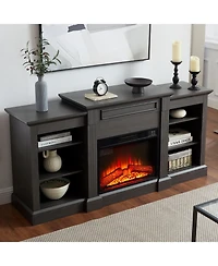 Streamdale Furniture Modern Media Console with 23" Fireplace Insert, for TVs Up to 70", Storage Cabinet
