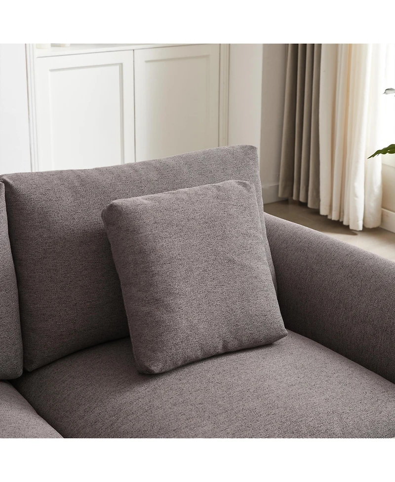 Streamdale 102" Modular Sofa with Ottoman, Pillows, and Cushions for Living Room (Grey Upholstery, Plastic Legs)