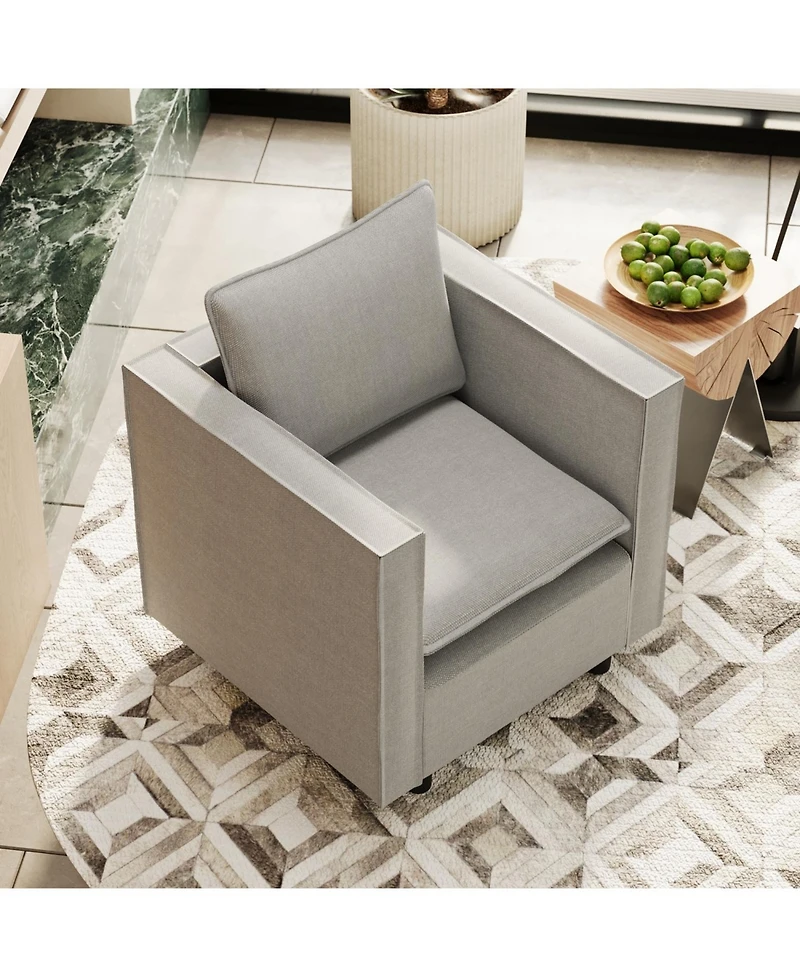 Streamdale Cozy Gray Single Sofa Chair Soft Cushion