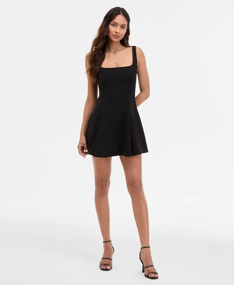 French Connection Women's Square-Neck Pleated Mini Dress