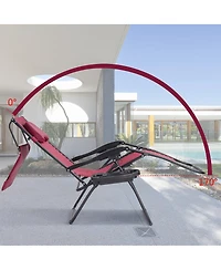 Gymax Folding Recliner Zero Gravity Lounge Chair W/ Shade Canopy Cup Holder
