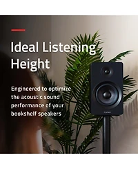 Fluance Floor Speaker Stands for Surround Sound and Bookshelf Speakers with Solid Construction, Adjustable Floor Spikes, Rubber Isolation Feet