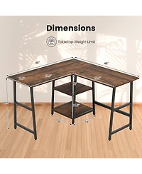 L-Shaped Corner Computer Desk with Storage Shelves