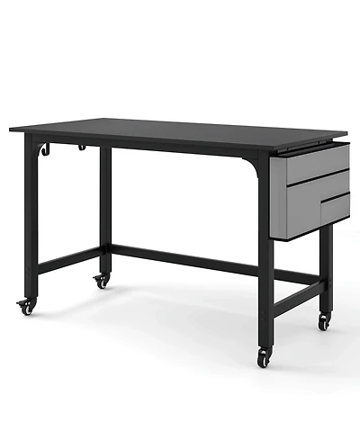 48 Inch Rolling Computer Desk with Metal Frame for Home Office