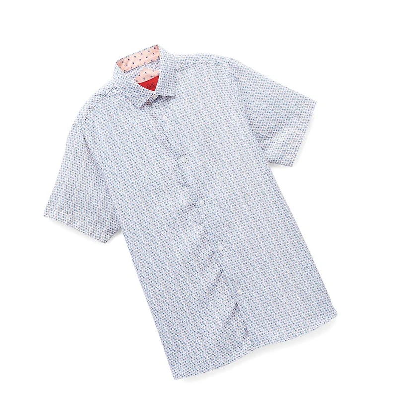 Elie Balleh Big Boys Blue Printed Button-Down Slim Fit Shirt
