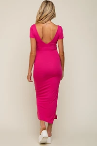 Pinkblush Maternity Black Basic Ribbed Side Slit Midi Dress