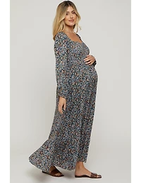 Pinkblush Maternity Navy Floral Long Sleeve Maxi Dress