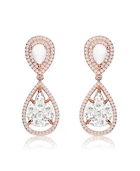 18K Rose Gold Plating with Clear Cubic Zirconia & HowLite Formal Drop Earrings