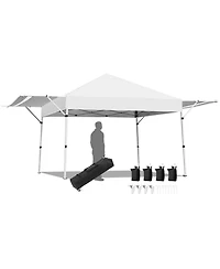17 x 10 Feet Foldable Pop Up Canopy with Adjustable Dual Awnings