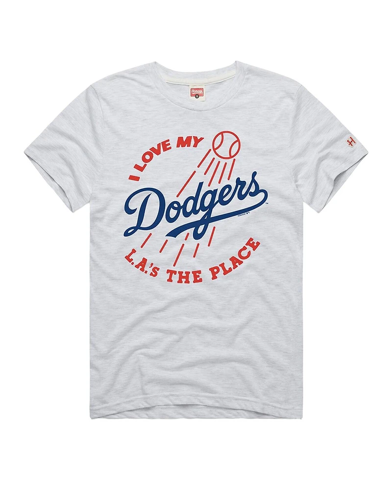 Homage Men's Ash Los Angeles Dodgers Hyper Local Tri-Blend T-Shirt
