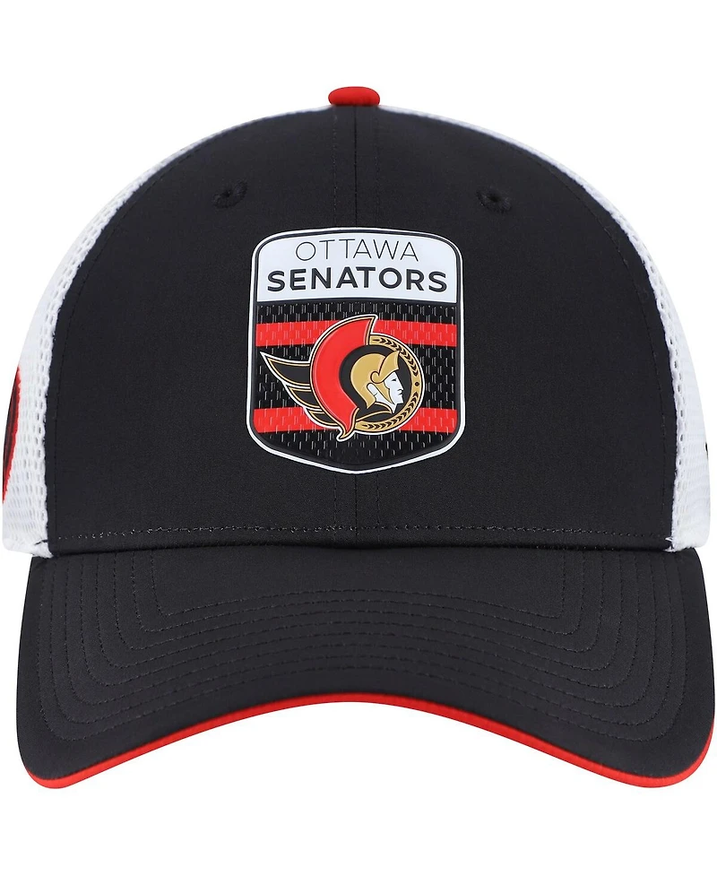 Fanatics Men's Black/White Ottawa Senators Authentic Pro Draft Podium Trucker Adjustable Hat