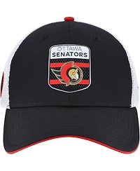 Fanatics Men's Black/White Ottawa Senators Authentic Pro Draft Podium Trucker Adjustable Hat