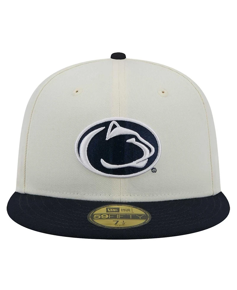 New Era Men's Cream Penn State Nittany Lions Chrome 59FIFTY Fitted Hat
