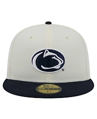 New Era Men's Cream Penn State Nittany Lions Chrome 59FIFTY Fitted Hat