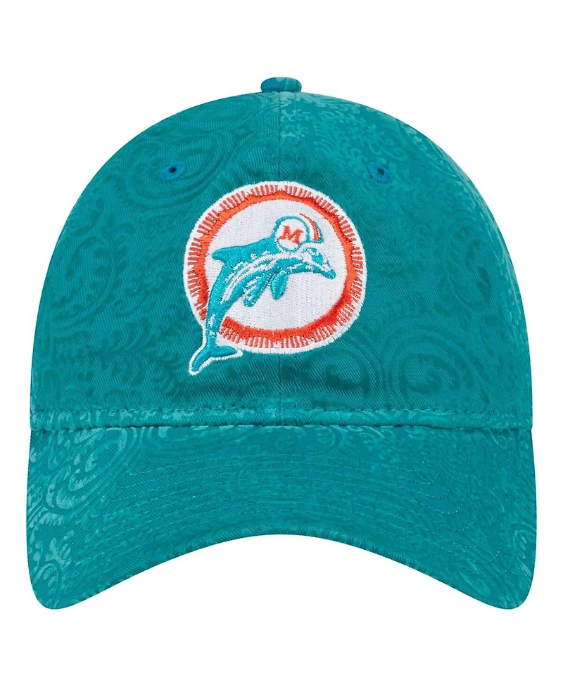 New Era Women's Aqua Miami Dolphins Throwback Flair 9TWENTY Adjustable Hat
