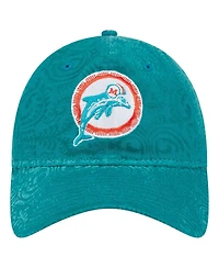 New Era Women's Aqua Miami Dolphins Throwback Flair 9TWENTY Adjustable Hat