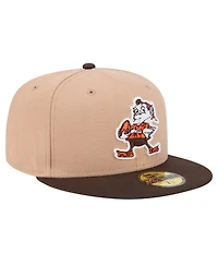 New Era Men's Tan Cleveland Browns Throwback Logo Main 59FIFTY Fitted Hat