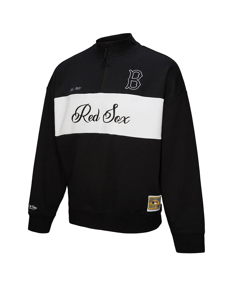 Mitchell & Ness Women's Black Boston Red Sox Quarter-Zip Pullover Top