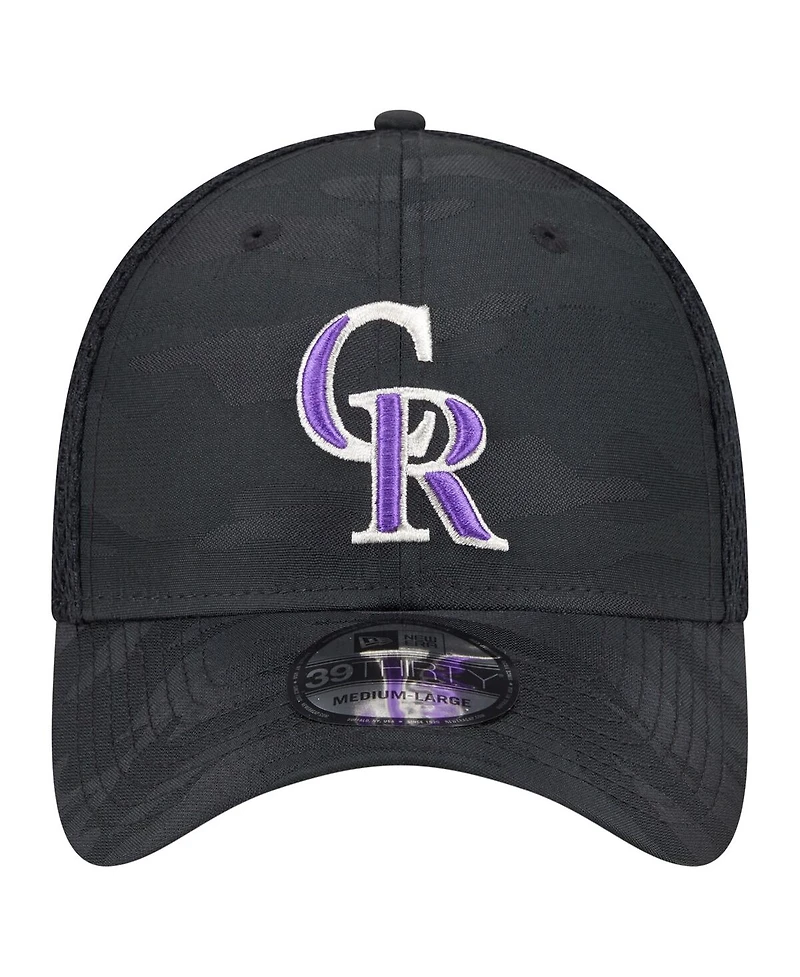 New Era Men's Black Colorado Rockies Subtle Camo 39THIRTY Flex Hat
