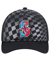 New Era Men's Black Seattle Mariners Gradient 9FORTY A-Frame M-Crown Trucker Adjustable Hat