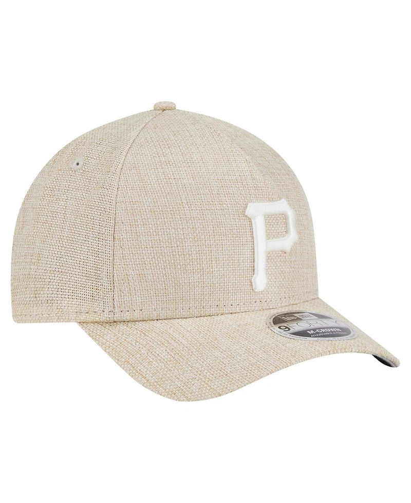 New Era Men's Beige Pittsburgh Pirates Cotton Weave M-Crown A-Frame 9FORTY Adjustable Hat
