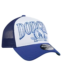 New Era Men's White/Royal Los Angeles Dodgers Trucker A-Frame 9FORTY Adjustable Hat
