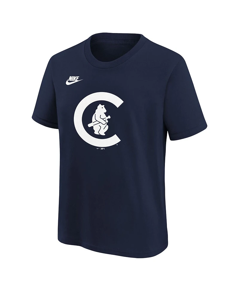 Nike Big Boys and Girls Navy Chicago Cubs Cooperstown Collection Team Logo T-Shirt