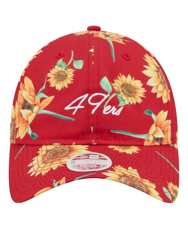 New Era Women's Scarlet San Francisco 49ers Adventure Sunflower 9TWENTY Adjustable Hat