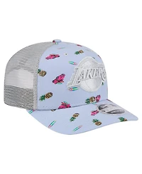 New Era Men's Light Blue/Gray Los Angeles Lakers Adventure Aloha Pattern 9SEVENTY Stretch-Snap Hat